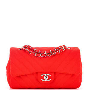 Chanel Medium Vintage Classic Single Flap Bag Chevron Jersey